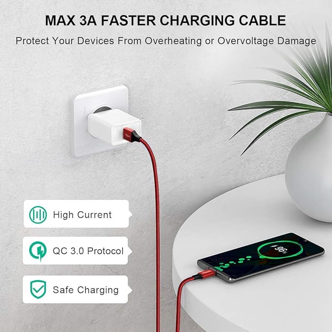 etguuds Long USB C Cable 10ft, 1-Pack, Braided USB A to USB C Charger Cable, Type C Charger Cord Fast Charging for iPhone 16 15 Series, Samsung Galaxy S25 S24 S23, Pixel, Switch and More