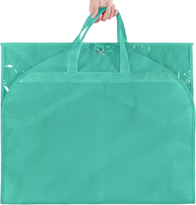 KEEGH Clear Garment Bags for Dance Costumes 40 inch Dance Garment Bags for Dancers Hanging Clothes for Closet Storage, with 4 Zipper Pockets for Dance Competitions, Ballet, Theatre, 6 Pack, Green
