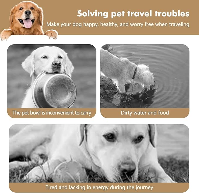 Collapsible Dog Bowls, Travel Food and Water Double Bowl for Cats & Dogs, 2-in-1 Portable BPA-Free Feeding Solution, Perfect for Traveling, Camping & Walking (L/ 100oz)