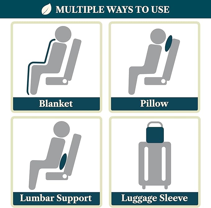 PAVILIA Travel Blanket Pillow, Airplane Blanket Set in Soft Bag with Pockets, Plane Blanket Compact Packable, Flight Essentials Car Pillow, Travelers Accessories Gifts, Luggage Strap, Gray