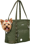 Pecute Dog Purse Carrier, Dog Carrier with Pockets for Small Dogs, Fits Dogs 5 lbs to 9 lbs, Cat and Puppies Tote Bag, Outing, Travel, Vet, Green