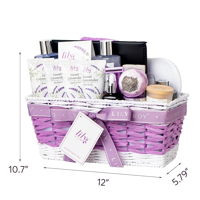 Gifts for Women, Spa Gift Basket for Women, Mother's Day Gift Basket for Mom - 22 Piece Lavender Bath and Body Skin Care Set for Women, Spa Kit | Birthday Gifts, Valentines Day Gift, Christmas Gift
