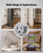2 Prong to 3 Prong Outlet Adapter, ETL Listed 3-2 Prong Adapter, Fire-Retardant (392℉) PBT Material, Heavy Duty Wall Plug Adapter for Old Homes, Travel to Japan, Gray (Light Gray (2-Pack))