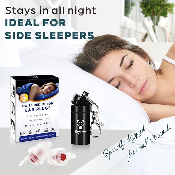 Ear Plugs for Sleeping, Soft Silicone Noise Cancelling Earplugs for Women Men Kids with Small Ear-Canal, Sound Blocking Earbuds for Sleep, Snoring, Work, Travel, Gardening, Concerts
