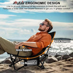Joyfair Beach Camping Chair (2 Pack), Outdoor Folding Lawn Chair for Adults, Heavy Duty Portable Chair with Armrest for Outside Fishing, Sport, Patio, Cup Holder & Storage Pocket, Carry Bag (Black)