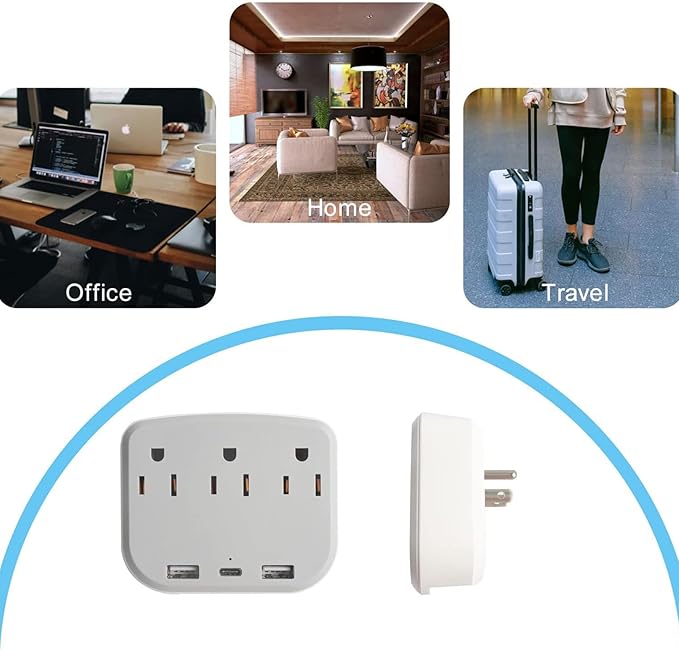 multi plug wall outlet,usb plug adapter for wall outlet, outlet splitter plug adapter with 3 Wall Outlets and 3 USB Wall Charger for Home Office Travel
