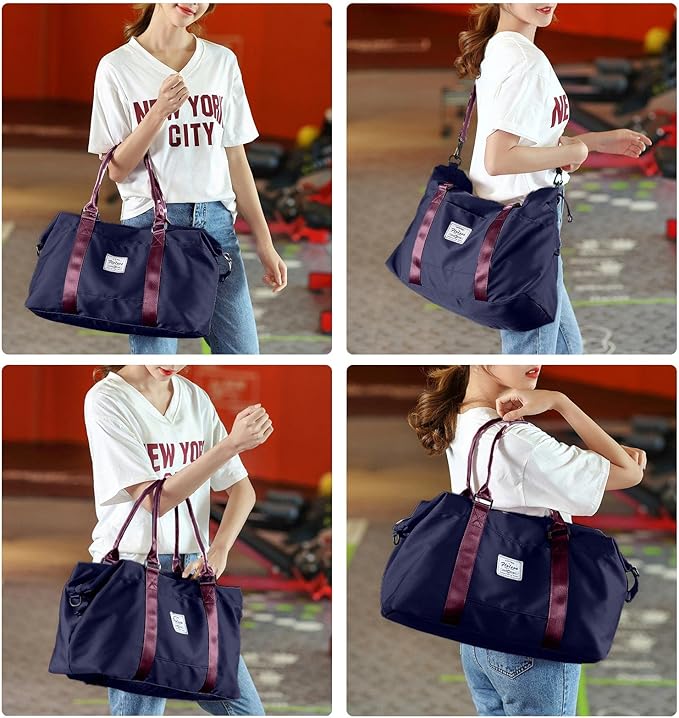 HYC00 Travel Duffel Bag,Carry-on Overnight Weekender Bags for Women,Sports Tote Gym Bag with Wet Pocket
