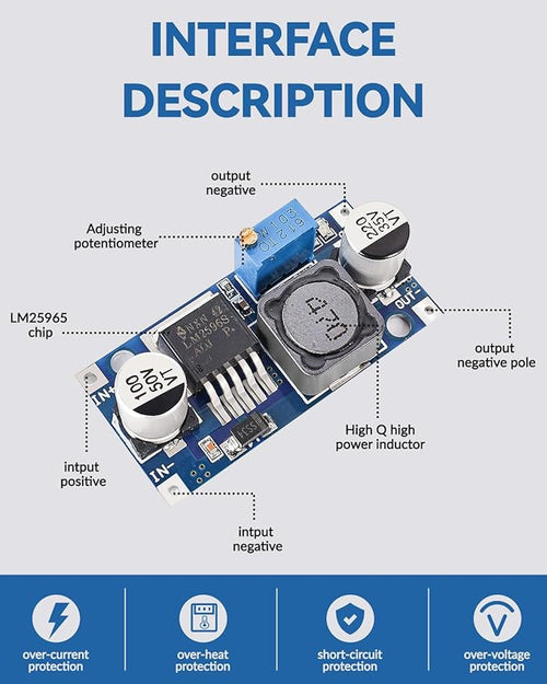 10 Pack LM2596 LM2596S Adjustable Voltage Regulator Step Down Variable Volt Regulator Input 3.0-40V Output 1.5-35V DC-DC Buck Converter Electronic Voltage Stabilizer Power Supply Module