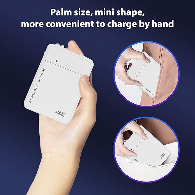 Portable AA Battery Travel Charger Works for Lenovo K6 Power 16GB and Emergency Re-Charger with LED Light! (Takes 4 AA Batteries,MicroUSB) [White]