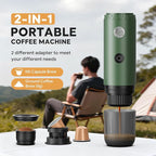 Portable Electric Espresso Machine, Travel Coffee Maker for Camping, Car Coffee Maker Self-Heating with USB-C, 20 Bar Coffee Maker With Ground Coffee & NS Capsule for RV, Hiking, Office(Green)