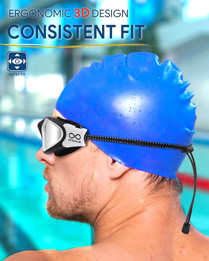 Swim Goggles, Polarized Adult Swimming Goggles Bungee Strap No Hair Pulling Anti-fog Pool Goggles for Men Women