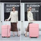 Kono Expandable 28 Inch Large Checked Luggage: ABS+PC Hardside Trolley Travel Case - Hard Shell Suitcase with TSA Lock, Cream/Pink