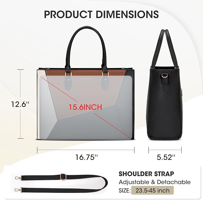 RAINSMORE Laptop Tote Bag for Women 15.6 Inch Large Women Work Bags Waterproof Business Office Teacher Bag Computer Briefcase