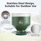Stainless Steel Pour Over Coffee Filter, Reusable Dripper for Insulated Mugs, Paperless Coffee Maker for Hiking, Camping & Outdoor Adventures, Rinse-clean & Portable - Green
