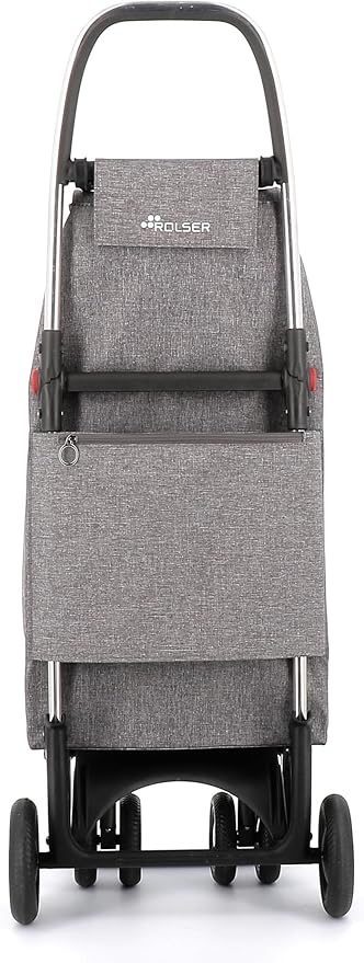 ROLSER I-Max Tweed 4 Wheel 2 Swivelling Foldable Shopping Trolley - Gray