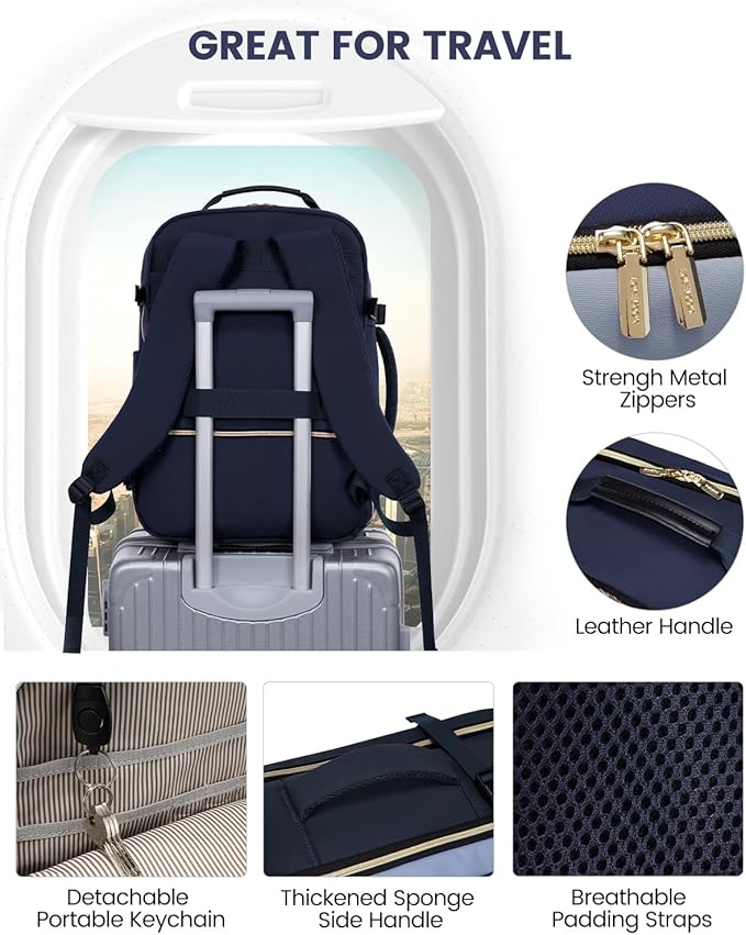 LOVEVOOK 40L Travel Backpack for Women & Men, Airline Approved Carry On Luggage with 3 Packing Cubes, TSA Overnight Bags, Waterproof Personal Item Bag, Weekender Essentials Backpacks fits 17" Laptop