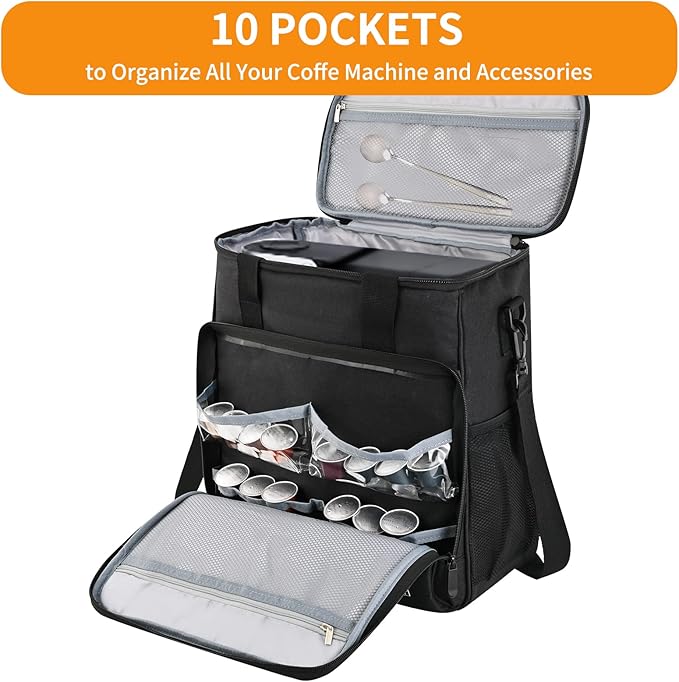 LEFOR·Z Travel Coffee Maker Carrying Bag Compatible with Keurig K-Slim/K-Express/K-Iced/Ninja PB051/PB041ST,Single Serve Coffee Maker Portable Storage Bag with Shoulder Strap(Patented Design)