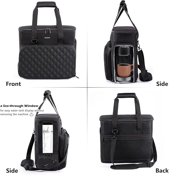 BAGSPRITE Travel Coffee Maker Carrying Case for Keurig K-Mini Plus & K-Slim – Portable Single Serve Coffee Machine Storage Bag with Accessories Space, Coffe e Maker Travel Bag