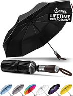 Repel Windproof Travel Umbrella - Compact & Withstands Winds up to 100MPH , Strongest Premium Auto Folding Umbrella for Rain and Sun - Durable, Light & Portable for Women & Men , Fits Backpack & Cars