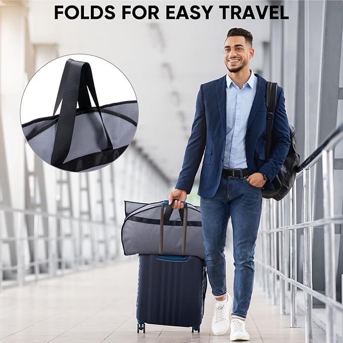 BALEINE 2PK Heavy Duty Garment Bag with Shoe Storage Travel Bag for Dresses, Suit, Coats Travel Essential (60", Grey)