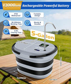WADEO Portable Shower for Camping with 20L Bucket, 13000mAh Rechargeable Camping Shower with Intelligent LED Display & °F/°C Switch, 5 Speeds Modes, IPX8 Waterproof Portable Shower for Hiking, Travel