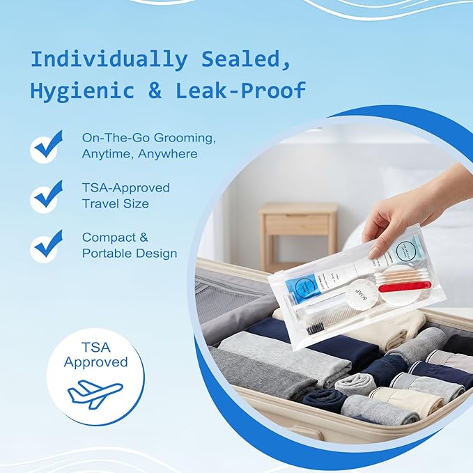 40 Kits Travel Toiletry Kit Bulk, 9-in-1 Disposable Personal Hygiene Kit, Basic Toiletry Kits for Men Women, Homeless Care Supplies Charity Kit for Guest, Hotel, Camping, Travel, Donation