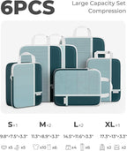 Percover Compression Packing Cubes 6-Piece Set, Packing Cubes Compression for Travel with Multi-Size Organization, Travel Organizer for Carry On & Checked Luggage, Peacock Green