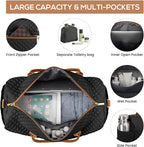 Travel Bag Weekender Bags for Women - Carry on Overnight Bag with Shoe Compartment Duffle Bag with Laptop Pocket Hospital Bag for Labor Delivery Gym Tote Bag with Toiletry Bag Black Brown