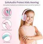 Voopwink Kids Headphones Wired with Microphone, USB Type C Headphones for Kids Girls Boys with Cord/LED Lights/85/94dB Volume Limit, Portable Over Ear Headphones for School/Travel/Tablet/iPad