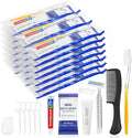 30 Sets Personal Hygiene Kit Bulk,Yellow Basic Travel Toiletry Supplies Disposable Toothbrushes with Toothpaste Floss Comb Soap Cover and Razors Set for Homeless,Guests,Church