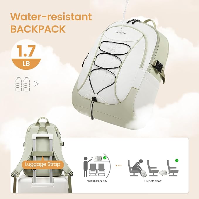 LOVEVOOK Mens Backpack with Giant Tumbler Holder Pocket,15.6 Inch Everyday Laptop Backpack Commuter Travel Work Computer Bag for Women,Casual Hiking College Teacher Back Pack Daypack,White-Beige Grey