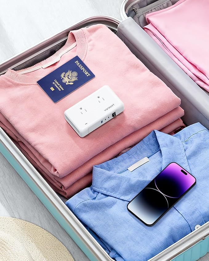 220V to 110V Converter with USB C 35W, Voltage Converter US to Europe for Hair Straighteners, Universal Travel Adapter with 2 USB C Ports & 1USB-A Port, Power Plug Adapter UK/US/AU/EU