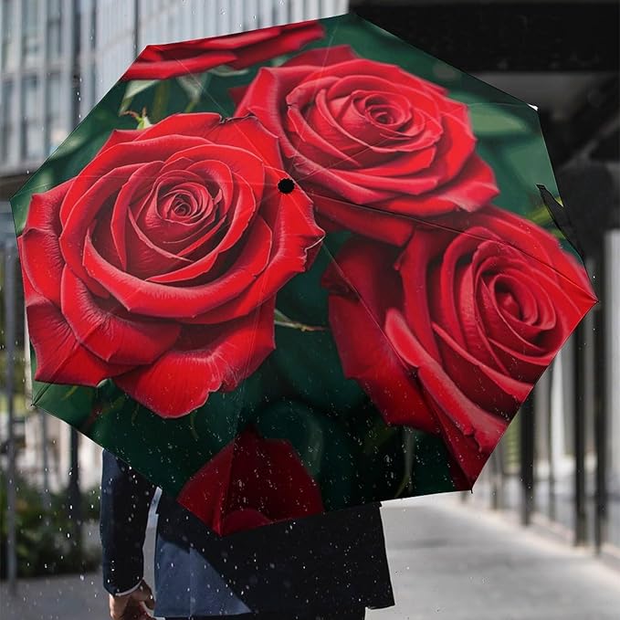Cowboy Black Hat Western Boots Umbrellas for Rain Portable Travel Umbrellas Lightweight Automatic Windproof Folding Umbrella Compact Outdoor Beach Umbrella for Women, Men