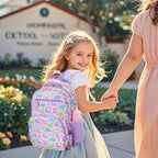 RHCPFOVR Kids Backpack for Girls - Girls Backpack 3-8 Ages Dinosaur for Kids 15 Inch School Bookbag for Kindergarten Elementary School Bookbag for Girl 1st 2nd Grade