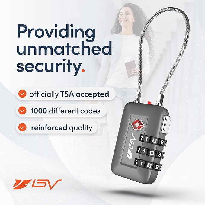 TSA Accepted Luggage Travel Lock, Set-Your-Own Combination Lock for School Gym Locker, Luggage Suitcase Baggage Locks, Filing Cabinets, Toolbox, Case (Slate Gray, 2 Pack)
