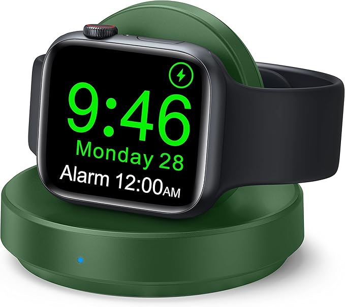 2026 Upgraded for Apple Watch Charger Magnetic Fast Charging Dock,Portable Wireless Charging Stand Compatible with iWatch Series Ultra/SE/11/10/9/8/7/6/5/4/3/2 Support Nightstand Mode-Green