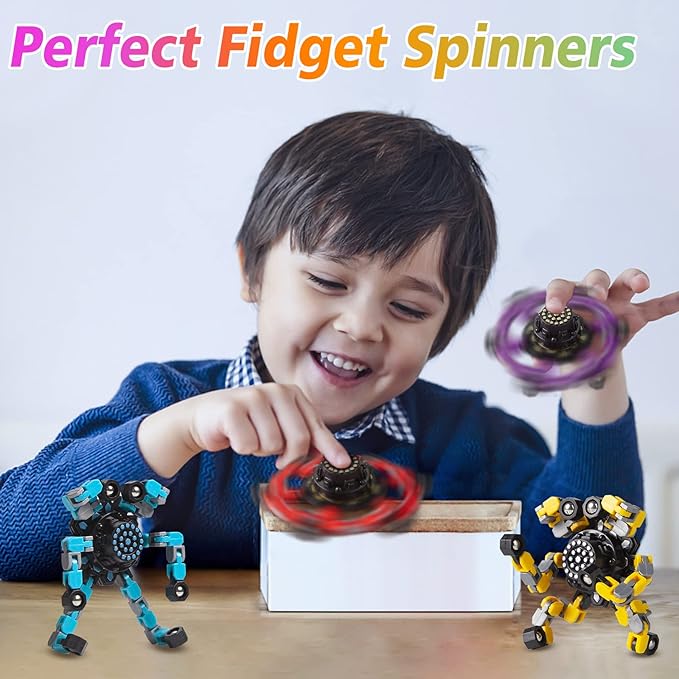 Gokeey Transformable Fidget Spinners 3 Pcs for Kids and Adults Stress Relief Sensory Toys for Boys and Girls Fingertip Gyros for Party Favors Goodie Bag Stuffers for Kids