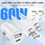 48W USB C Car Charger for iPhone 17 16 15 Pro Max, 48W Dual Port USB-C & USB-A Car Fast Charging Adapter, 2X3FT C to C Cable & A to C Carplay Cable for iPhone 17 16 15 Series/iPhone Air, iPad, Samsung