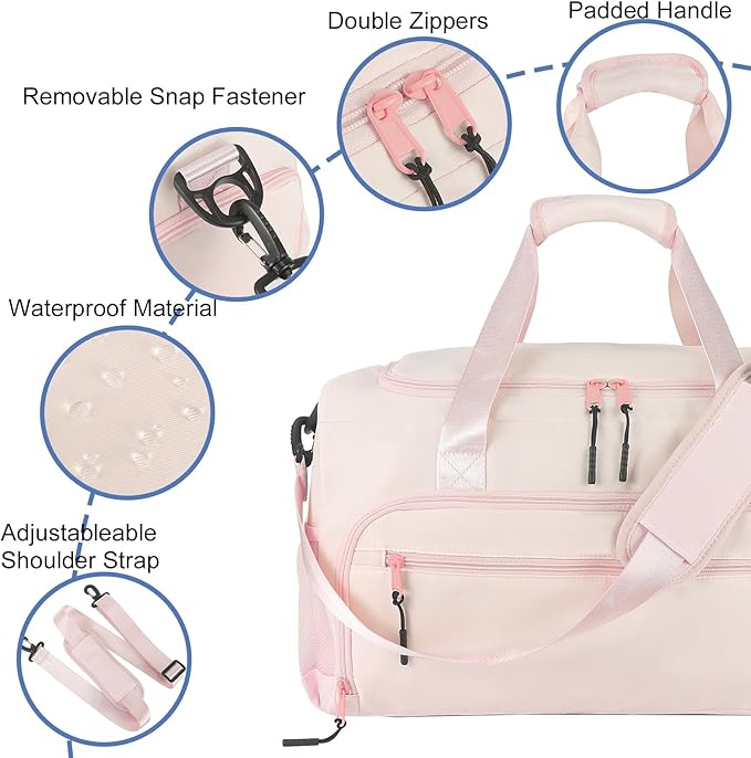 Gym Bag for Men Women, Sport Duffle Bag with Wet Pocket & Shoes Compartment, Water Resistant Overnight Weekender Bag Duffel Bag