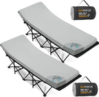 CYMULA Camping Cot Mattress 2in Memory Foam Sleeping Pad,Soft Warm Non-Slip Camping Mattress Topper with Retaining for Adults,Portable Roll up Pad for Travel（only Mattress）