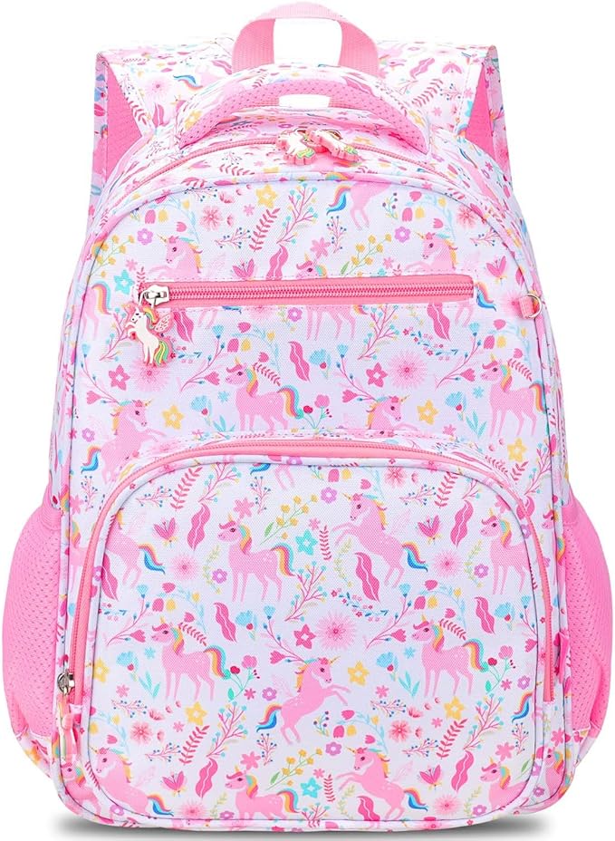 RHCPFOVR Kids Backpack for Girls - Girls Backpack 3-8 Ages Unicorn for Kids 15 Inch School Bookbag for Kindergarten Elementary School Bookbag for Girl 1st 2nd Grade