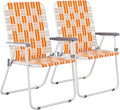 Folding Patio Lawn Webbed Chair Set of 2, Portable Outdoor Beach Chair for Adults, Camping Chair Steel Frame 300lbs Capacity for Yard, Garden Dining, Party, Picnic, 20.7" Seat Width