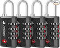Fosmon TSA Approved Locks for Luggage/ Suitcase with Open Alert Indicator (4 Pack), Heavy Duty Gun Safe Lock for Gun Case, 4 Digit Shackle Combination Padlock for Travel, Backpack Zipper, Gym Locker
