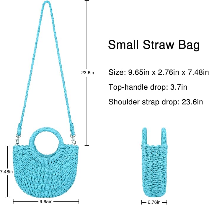 Womens Straw Beach Bag Woven Crossbody Shoulder Bags Top Handle Satchel Handbag Purse for Summer