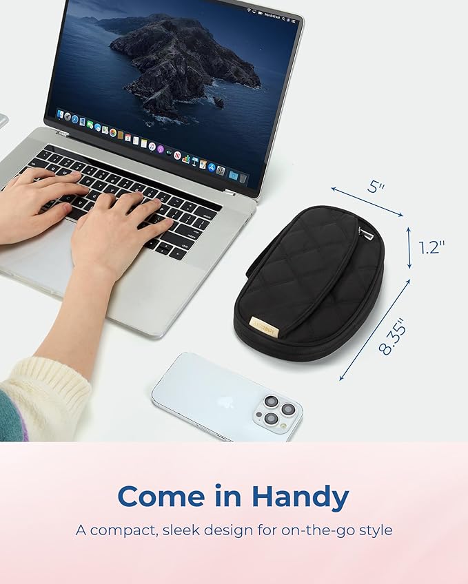 BAGSMART Travel Cord Organizer Electronics Case, Puffer Cable Organizer Bag Travel Essentials for Women, Small Tech Organizer Travel Case for Charger, Cable, Phone, Flash Drive Black