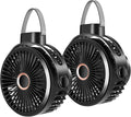 Odoland 2 Packs 10000mAh Camping Rechargeable Fan with Hanging Hook Carabiner, Portable Battery Operated Tent Fan, Quiet Strong Airflow, Outdoor USB Desk Fan for Picnic Travel Barbecue Fishing