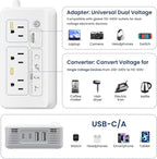 Mapambo 2000W Voltage Converter US to Europe, 7 in 1 Converter for European Travel for Hair Dryer, Kettles, Coffee Makers and etc. 220v to 110v Converter for International Travels (White)