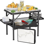 Titanker Small Camp Table 2ft, Folding Camping Table Portable with Storage Bag & Side Racks, Picnic & Beach Table, Car Camping Essentials, Aluminum Light & Solid