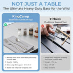KingCamp Large Folding Camping Table Aluminum Roll Up Table Oversized Camp Table Stable Portable Outdoor Folding Table for Picnic Camping BBQ Backyard Party, 57.4''×31.4'' 6-8 Person,Support 176lbs