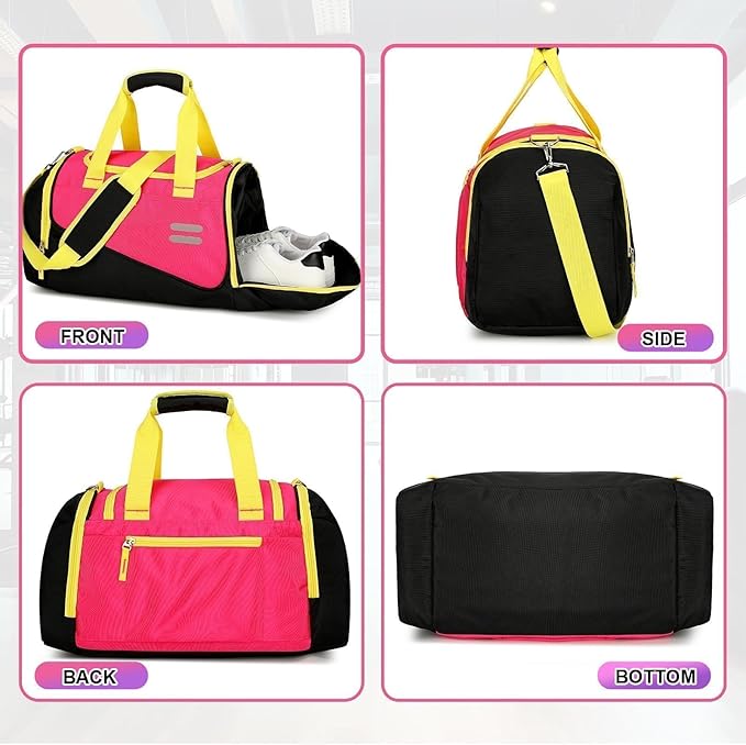 Urbanstand Gym Bag for Men & Women - 30L Duffel Bag with Shoe Compartment, Weekender Water Resistant Sports Duffle Bag for Travel, Fitness & Workouts, Pink Yellow